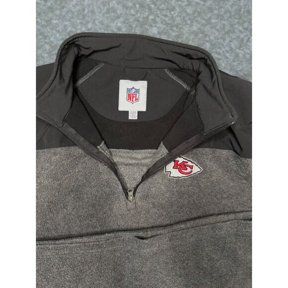 NFL Kansas City Chiefs 1/4 Zip Black/Grey Fleece Jacket - Size XL - Picture 4 of 5
